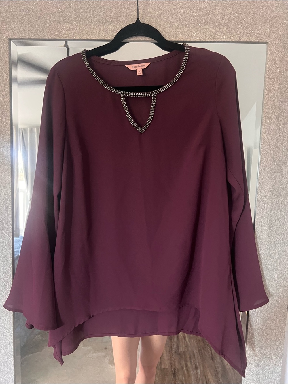 Juicy Couture Plum Beaded Neckline Blouse